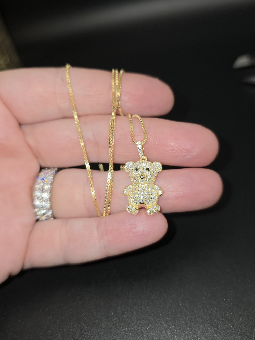 ✨ Iced Out - Moissanite- Pave- Teddy Bear Necklace – Gold Filled – 20” Chain – ✨